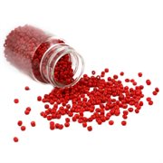 Seed beads. 2 mm. 30 gram/1800 stk. i plastrør. Dyb rød.